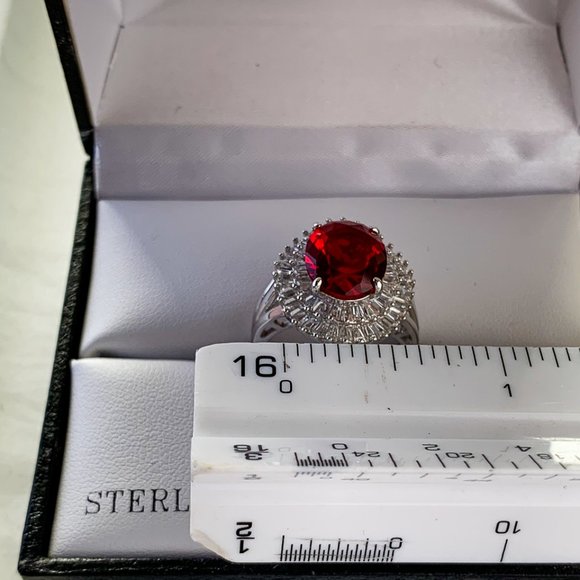 Sterling Silver ruby color ring size 8 - Picture 6 of 6
